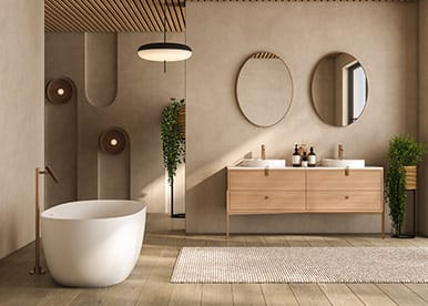 Beige and Wood Bathroom Retreat