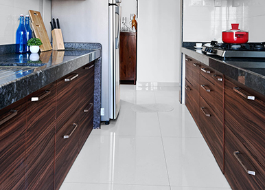 Modular Galley Styled Kitchen with Granite Countertop