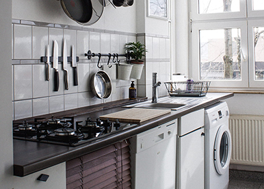 Classic white straight modular kitchen