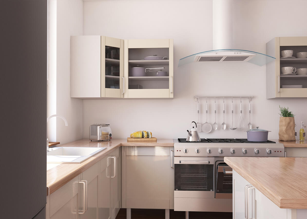 Elegant White and Cream Modular Kitchen