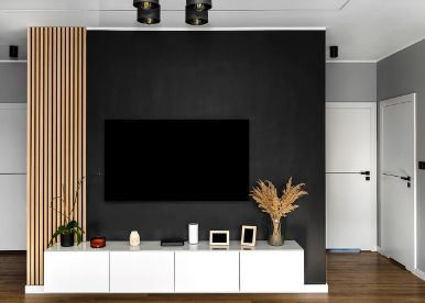 Sleek Black and White Entertainment Centre Design